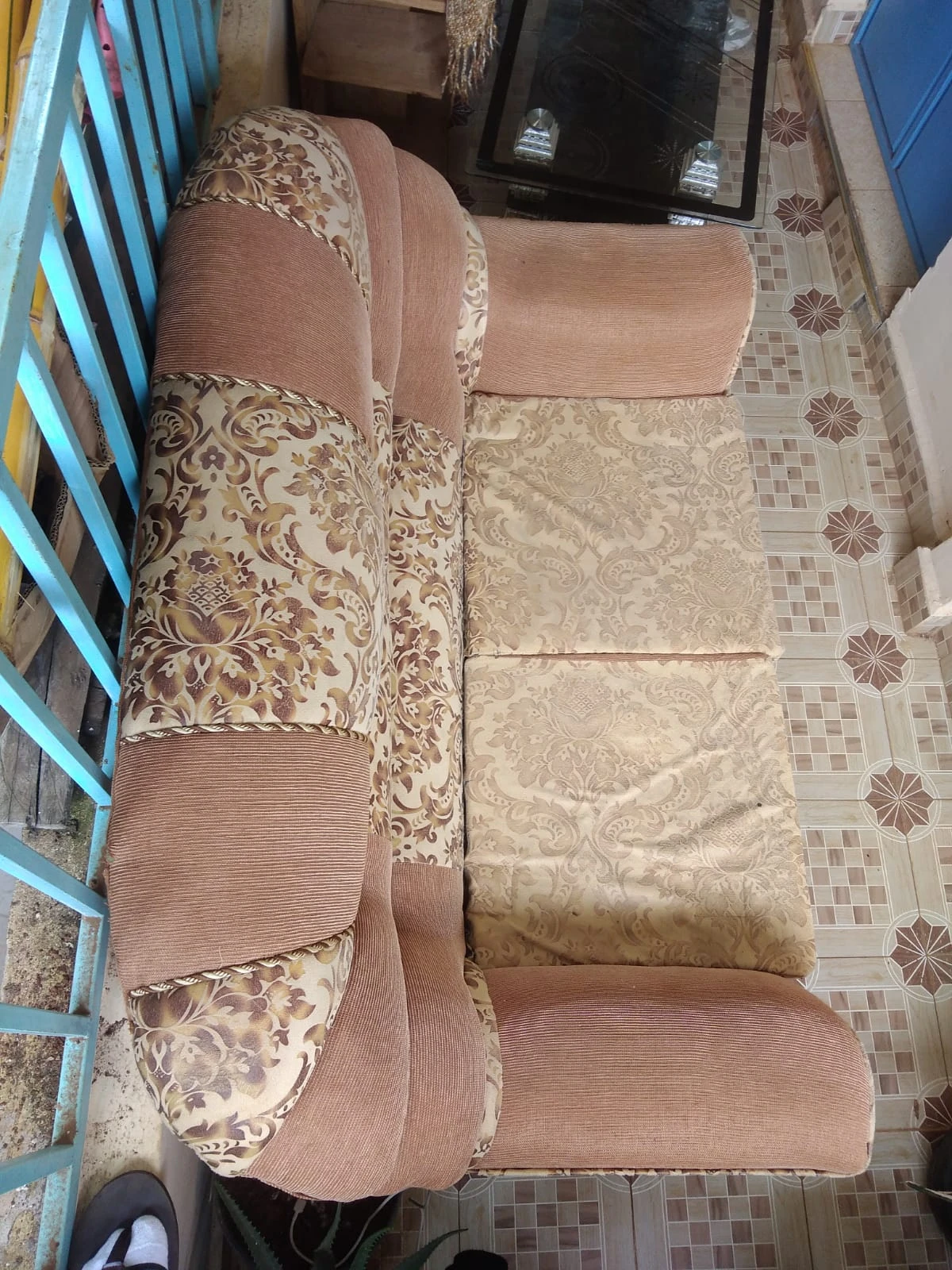Two seater fabric sofa set