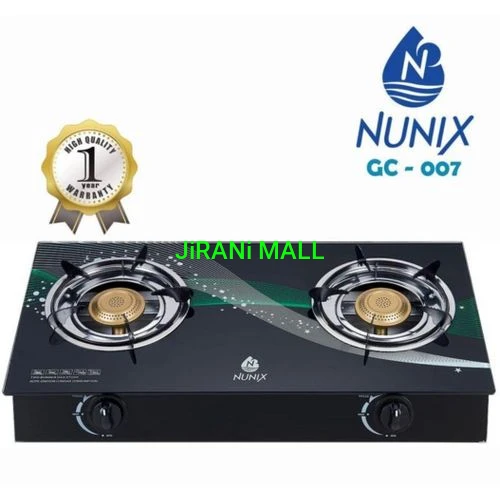 Nunix GC-007 Auto Ignition Table Top Glass Top 2 Burner Gas Cooker