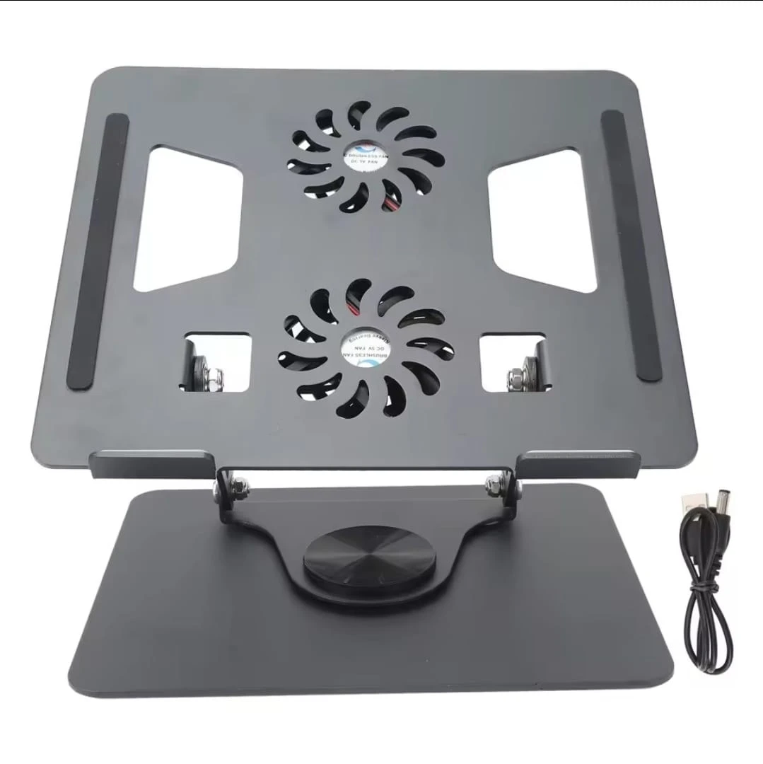 Adjustable Ergonomic Laptop Stand with Dual Silent Cooling Fans – Sturdy Aluminum Alloy Support